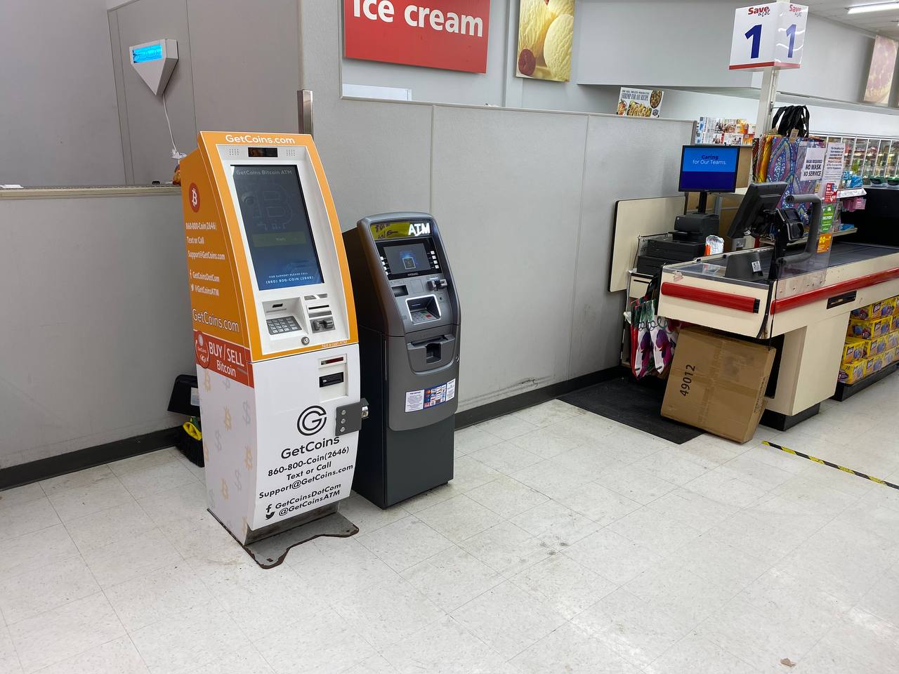 Getcoins - Bitcoin ATM - Inside of Save A Lot in Baltimore, Maryland