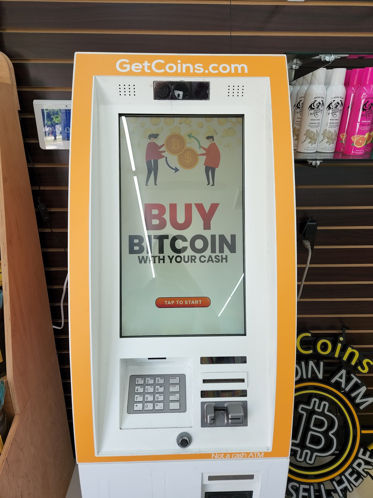 Getcoins - Bitcoin ATM - Inside of 101 Smoke Shop in Monroe, North Carolina