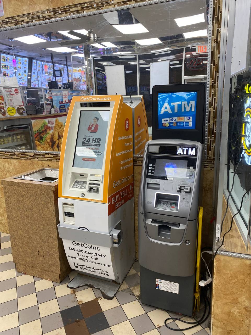 Getcoins - Bitcoin ATM - Inside of Lincoln Chicken & Burger in Philadelphia, Pennsylvania