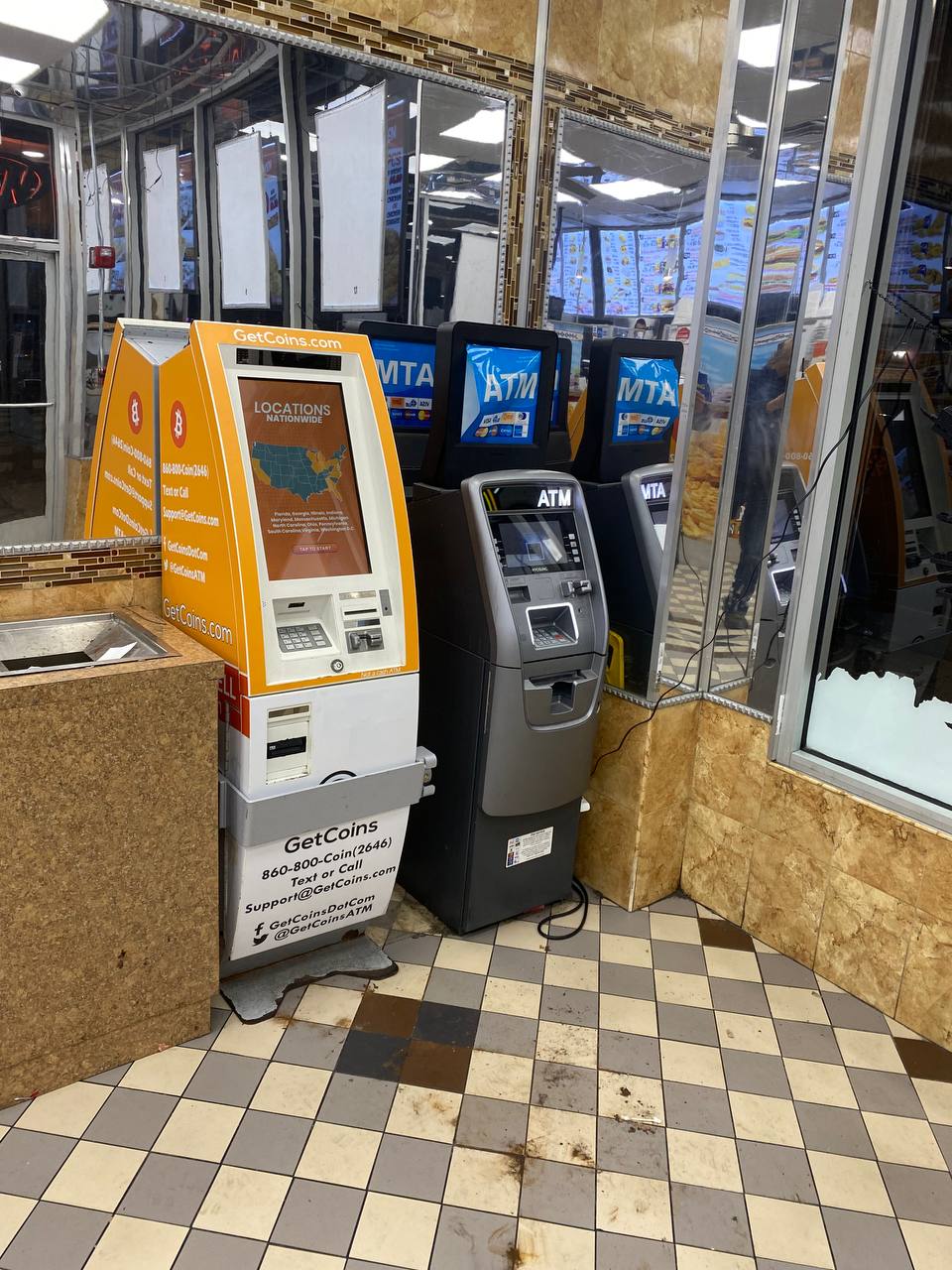 Getcoins - Bitcoin ATM - Inside of Lincoln Chicken & Burger in Philadelphia, Pennsylvania