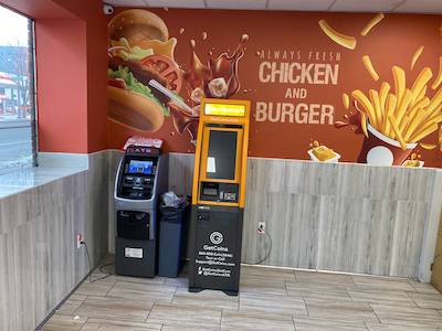 Getcoins - Bitcoin ATM - Inside of Crown Chicken & Burger in Philadelphia, Pennsylvania