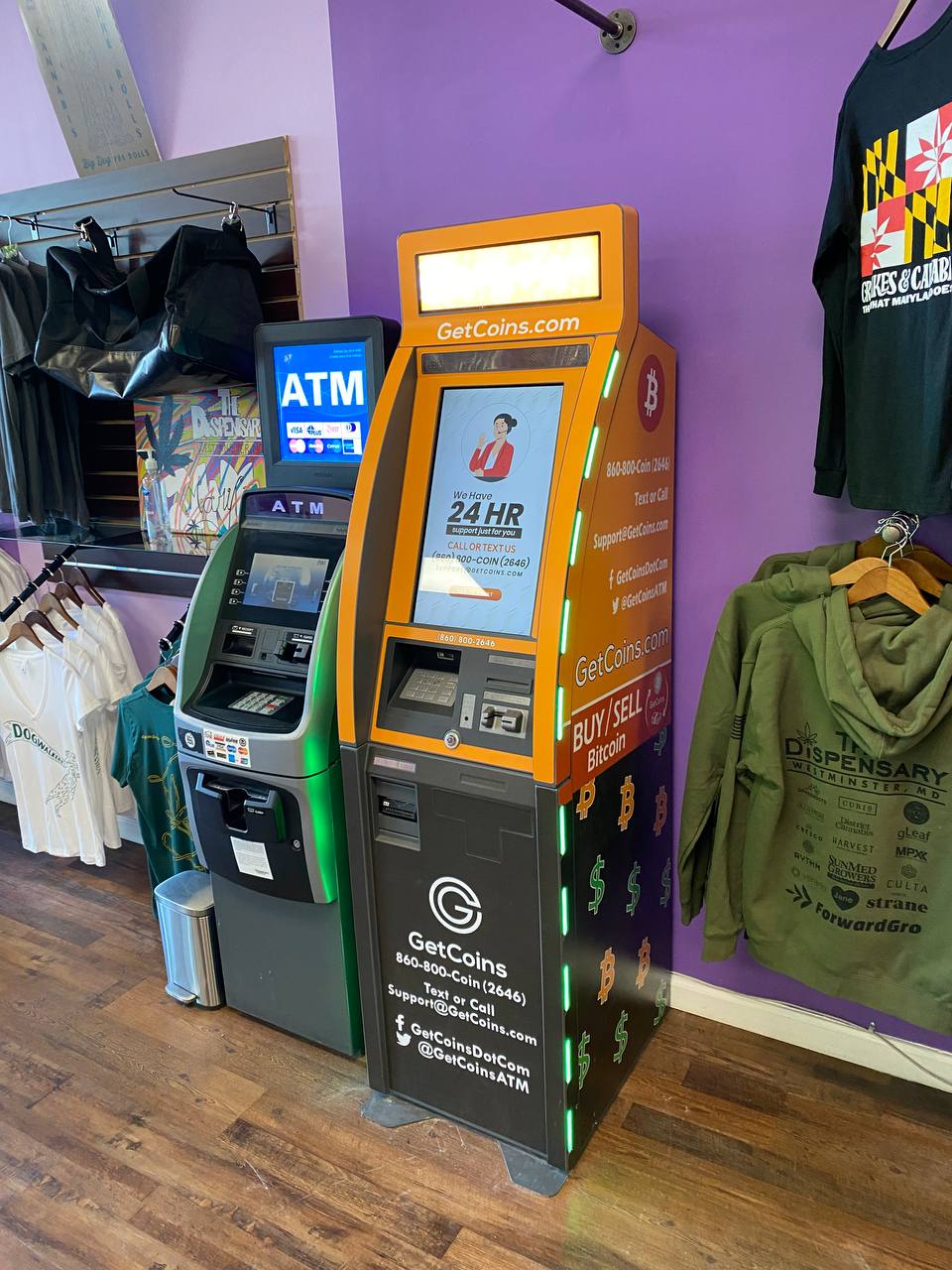 Getcoins - Bitcoin ATM - Inside of The Dispensary in Westminster, Maryland