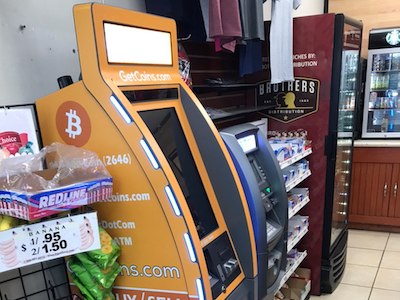 Getcoins - Bitcoin ATM - Inside of Mobil in Los Angeles, California