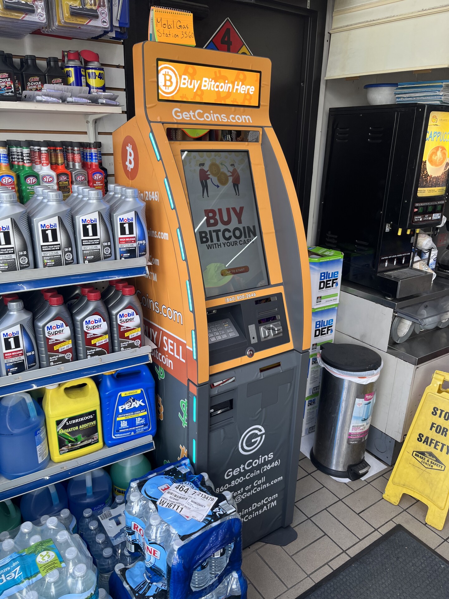 Getcoins - Bitcoin ATM - Inside of Mobil Mart in Pompano Beach, Florida