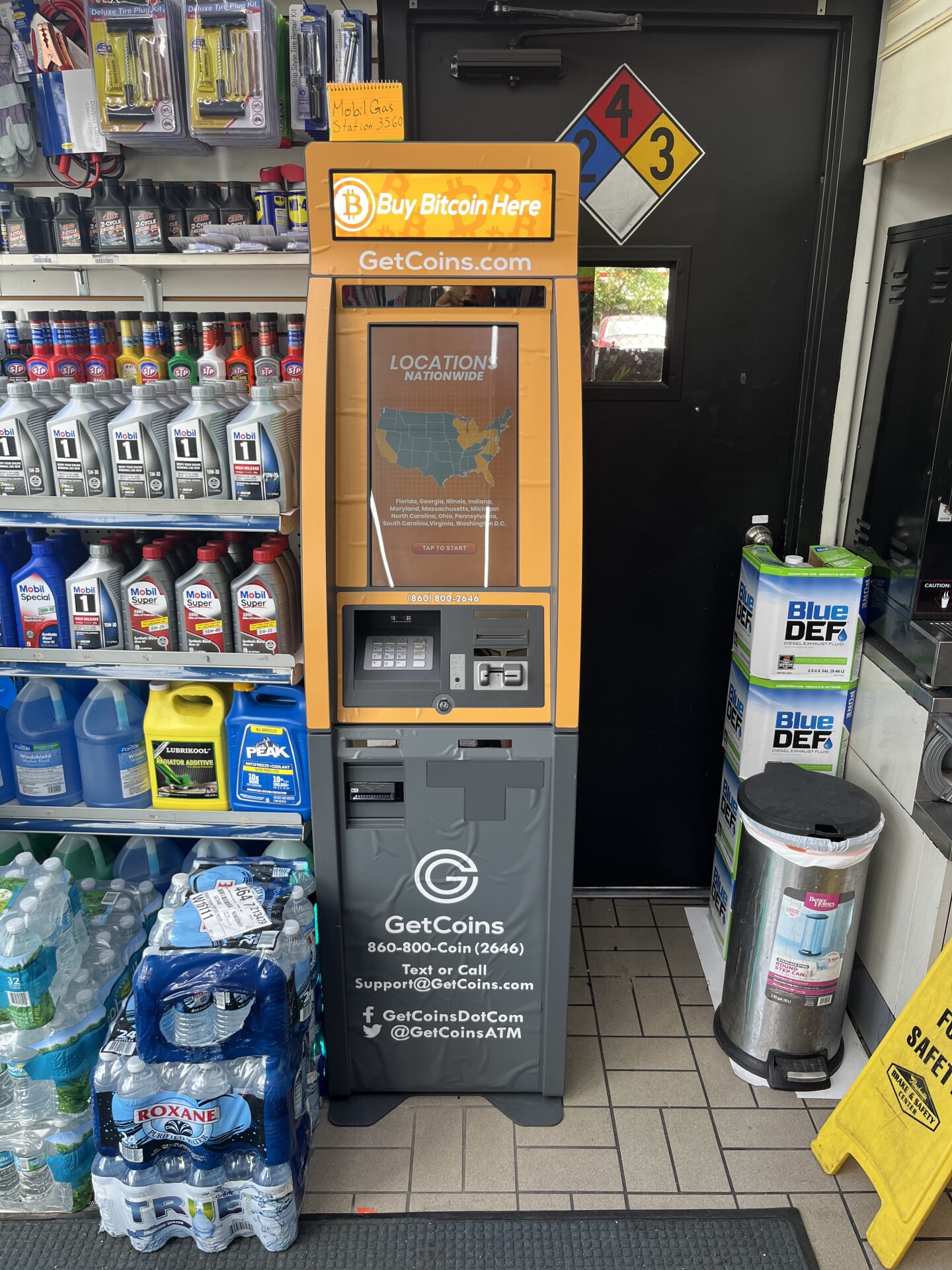 Getcoins - Bitcoin ATM - Inside of Mobil Mart in Pompano Beach, Florida