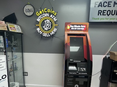Getcoins - Bitcoin ATM - Inside of Good Guy Vapes in Trenton, New Jersey