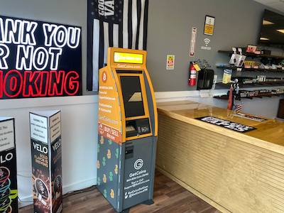 Getcoins - Bitcoin ATM - Inside of Good Guy Vapes in Hackettstown, New Jersey