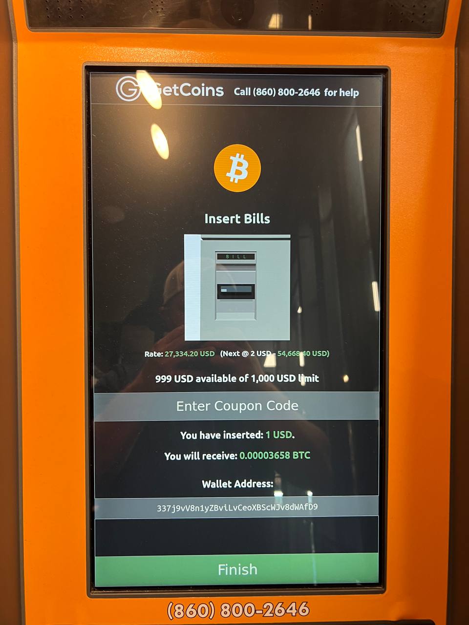 Getcoins - Bitcoin ATM - Inside of Smoke ET in Beaumont, Texas