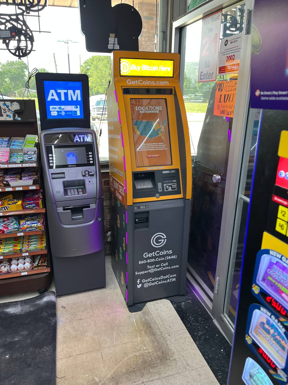 Getcoins - Bitcoin ATM - Inside of Village Liquor Mart in New Lenox, Illinois