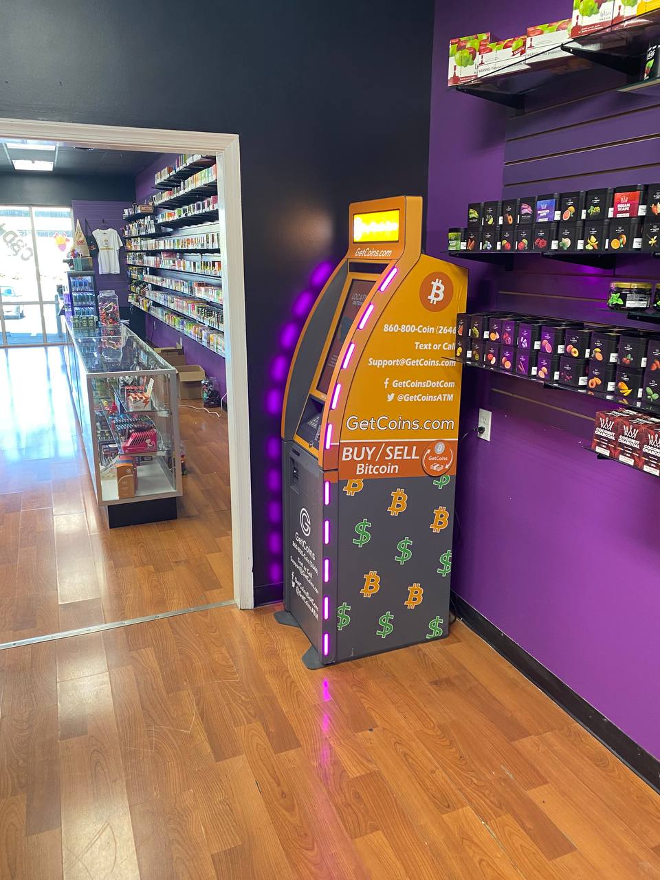 Getcoins - Bitcoin ATM - Inside of Smoke Town in Harrisonburg, Virginia