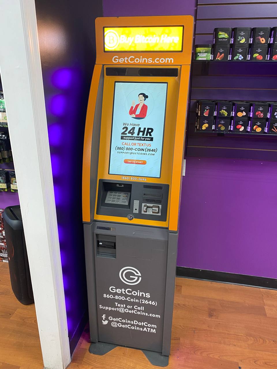 Getcoins - Bitcoin ATM - Inside of Smoke Town in Harrisonburg, Virginia
