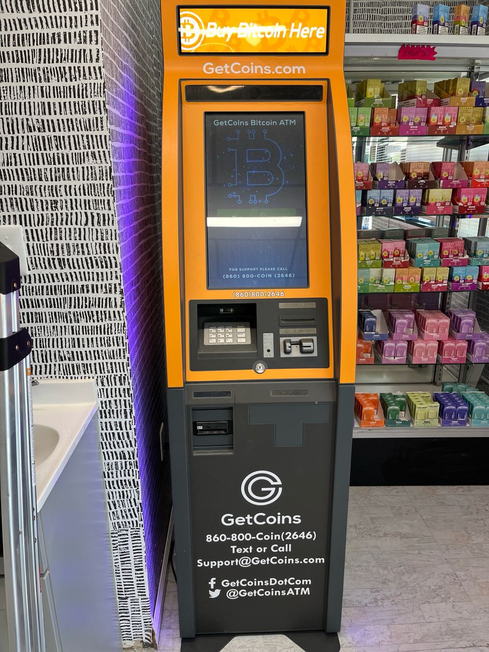 Getcoins - Bitcoin ATM - Inside of Devils Vape in Hinesville, Georgia