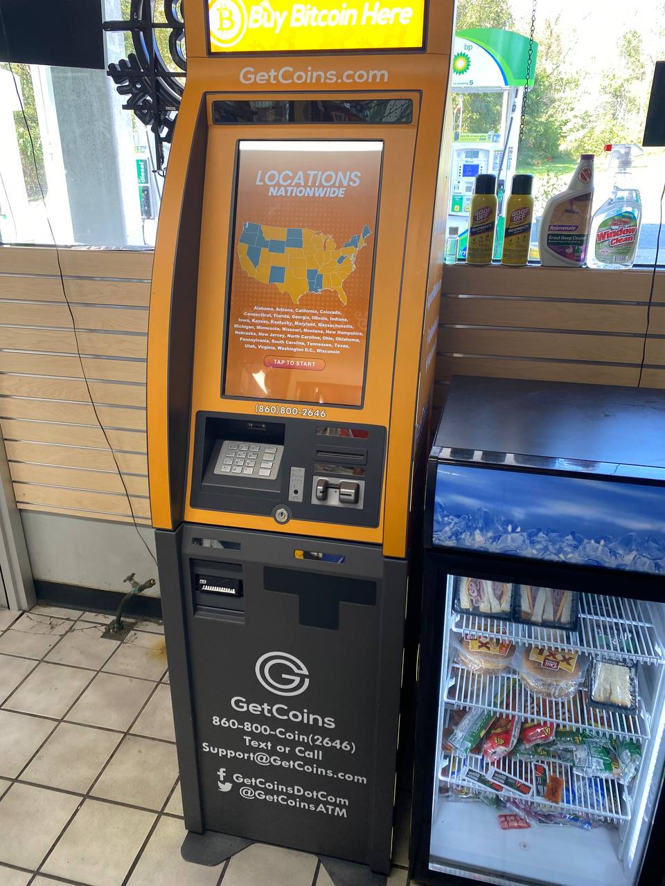 Getcoins - Bitcoin ATM - Inside of BP in Davidsonville, Maryland