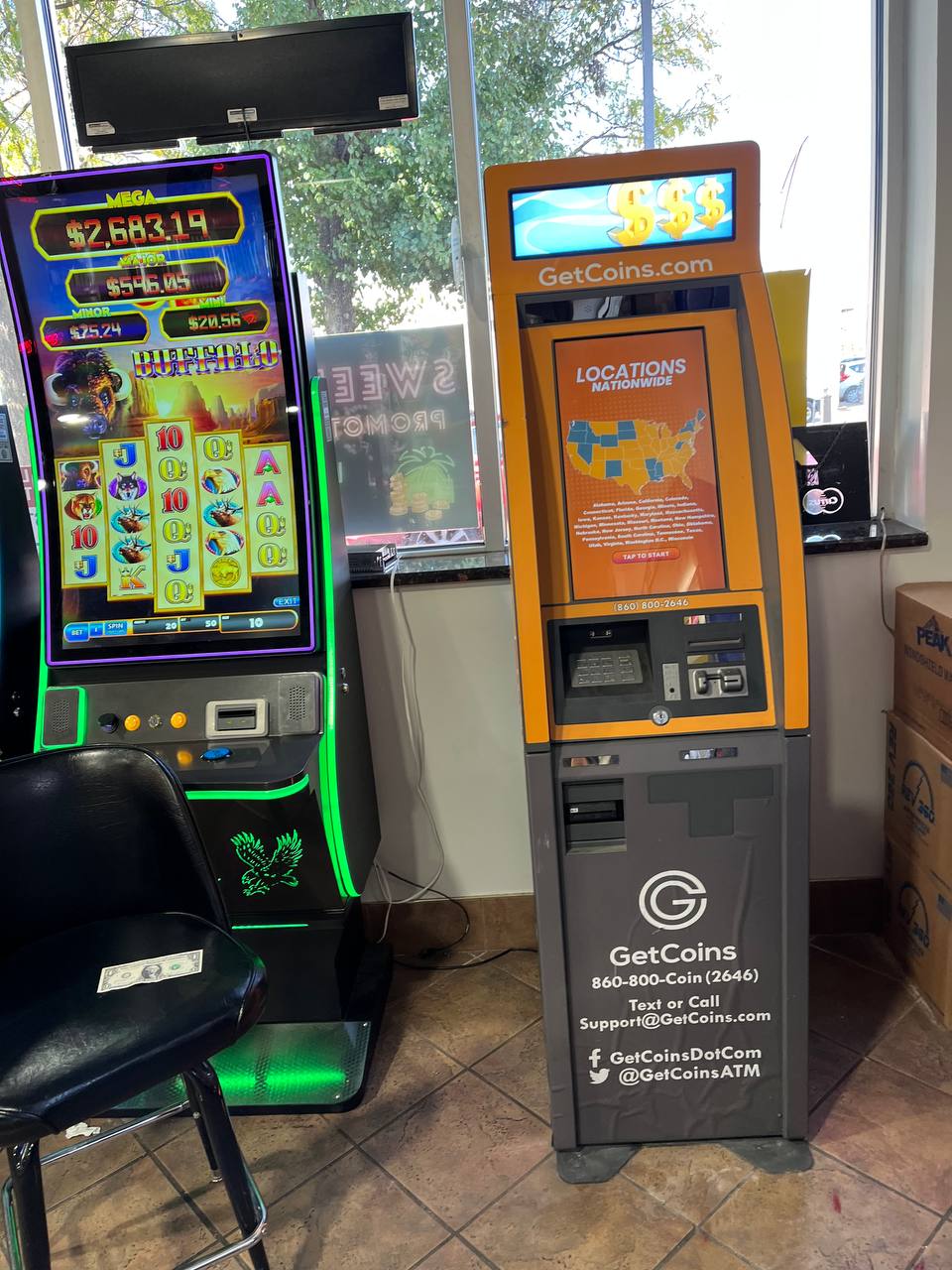 Getcoins - Bitcoin ATM - Inside of Shell in Chicago, Illinois