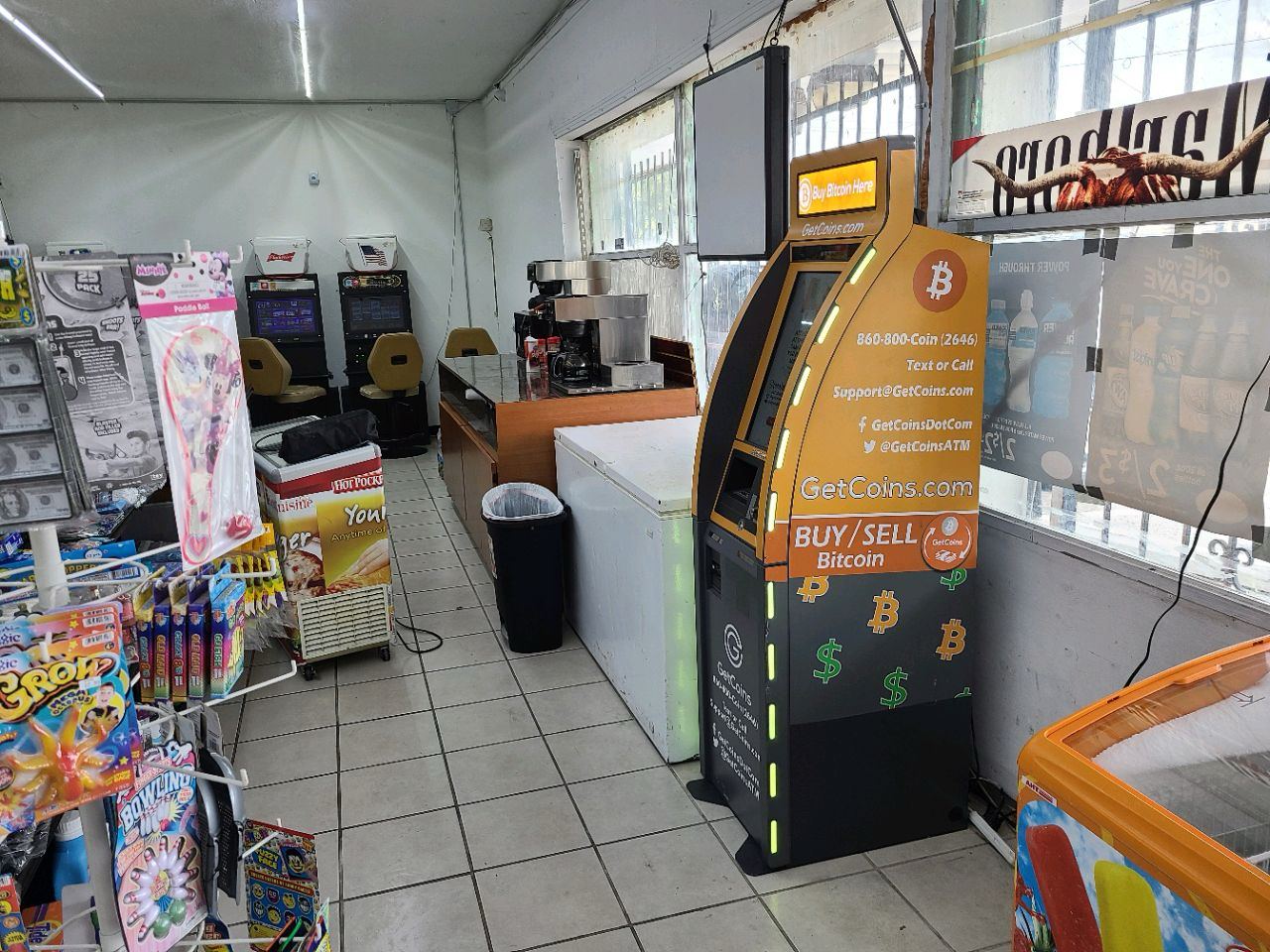 Getcoins - Bitcoin ATM - Inside of Wayside Food Mart in Houston, Texas