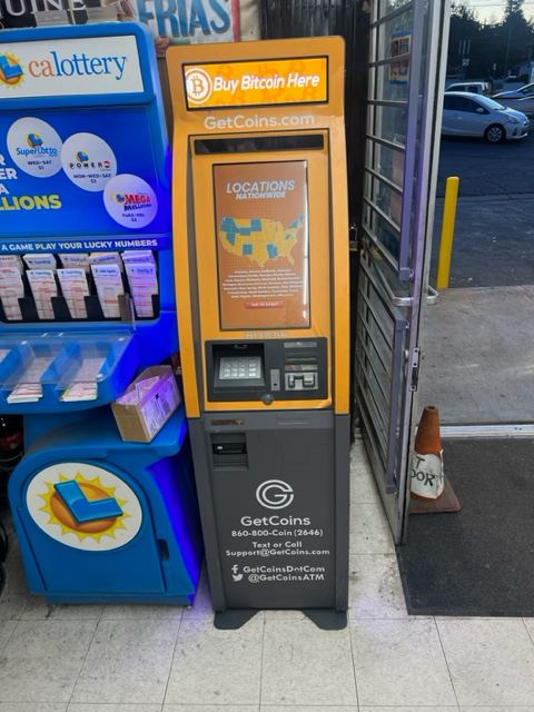 Getcoins - Bitcoin ATM - Inside of AJ Liquor Mart in Anaheim, California