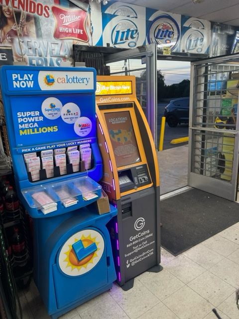 Getcoins - Bitcoin ATM - Inside of AJ Liquor Mart in Anaheim, California