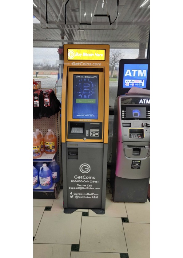 Getcoins - Bitcoin ATM - Inside of Mobil Pitstop in Macomb, Michigan