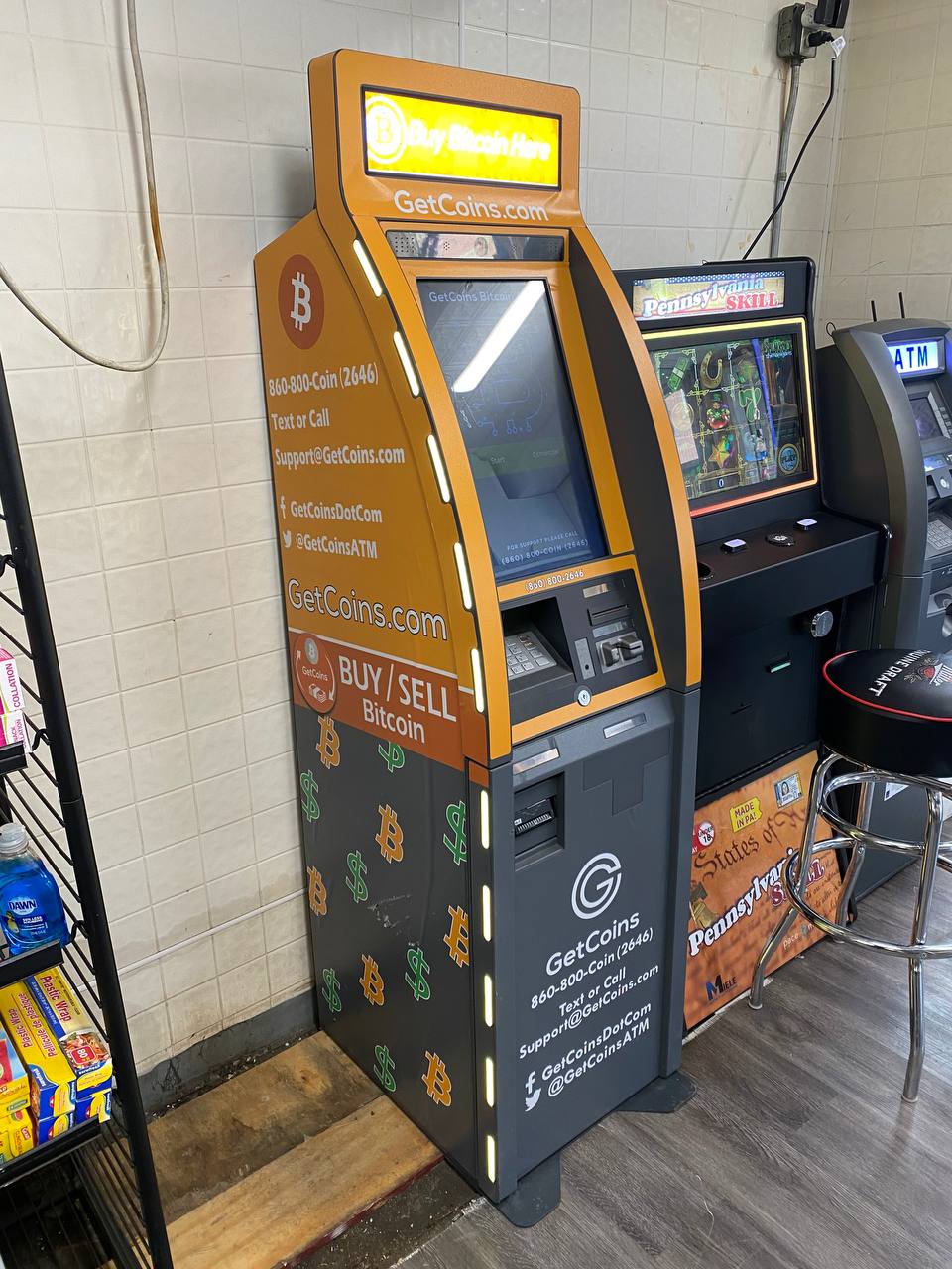 Getcoins - Bitcoin ATM - Inside of Vipins Corner Convenience Store in Coatesville, Pennsylvania