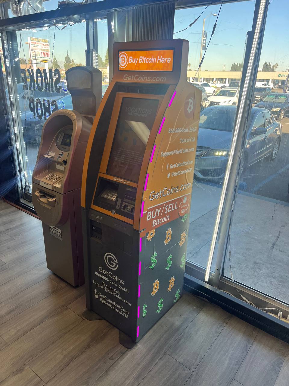 Getcoins - Bitcoin ATM - Inside of Anaheim Smoke House in Anaheim, California