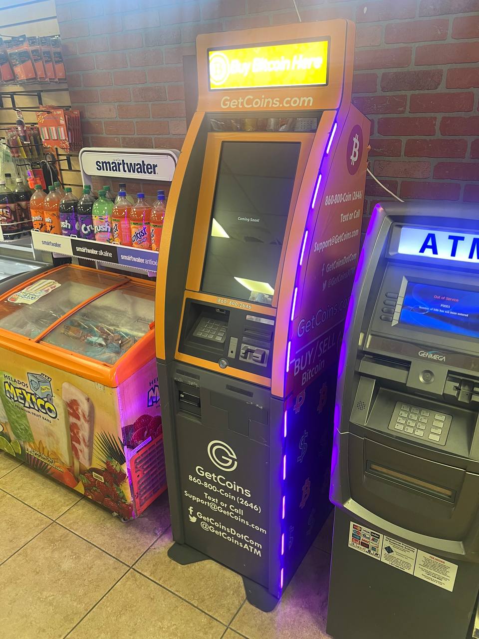Getcoins - Bitcoin ATM - Inside of Lucky 7 Food Stores in Bakersfield, California