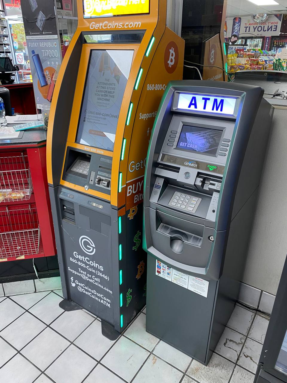 Getcoins - Bitcoin ATM - Inside of Shell in Lumberton, North Carolina