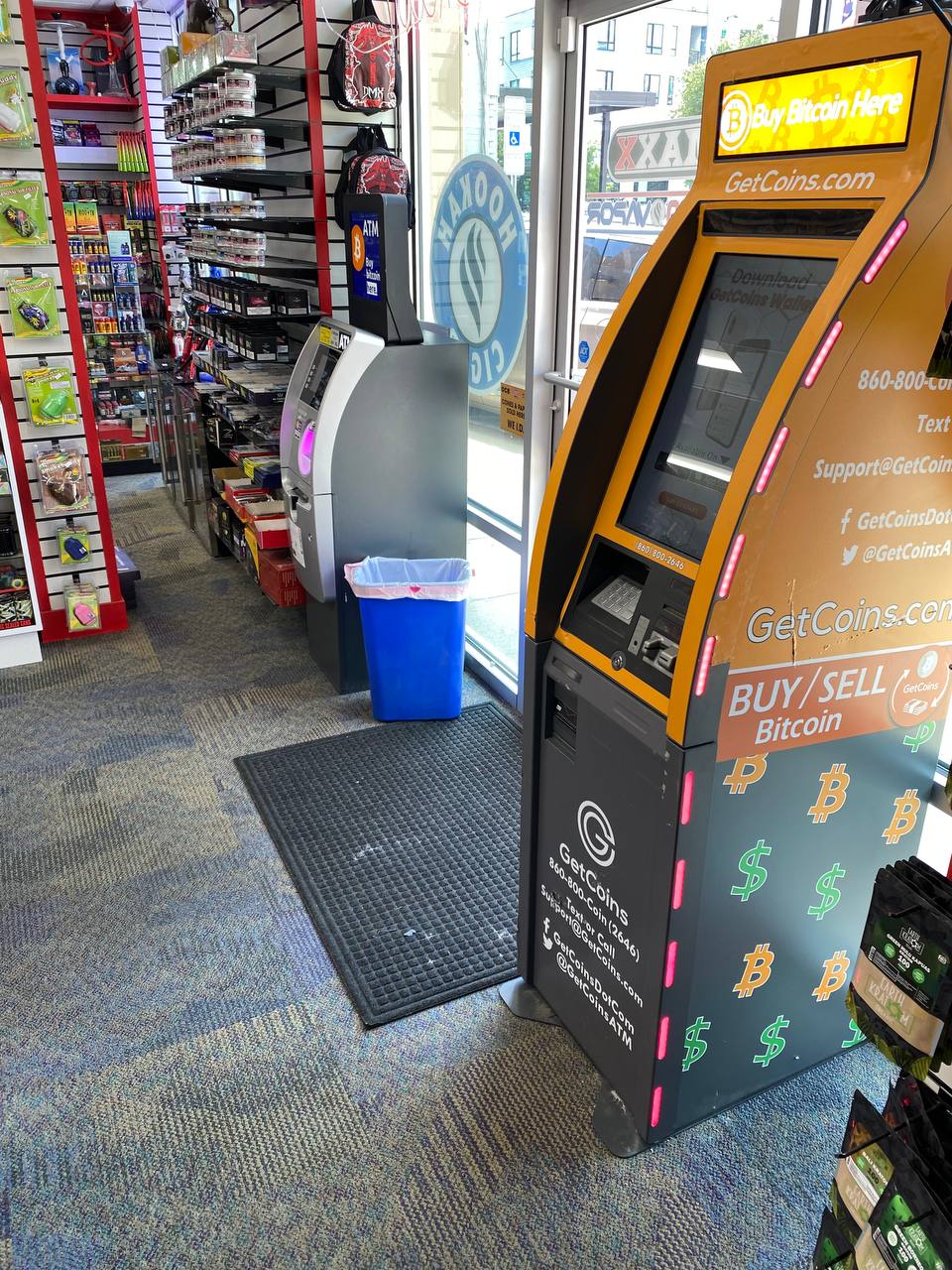 Getcoins - Bitcoin ATM - Inside of Maxx Tobacco Hillsborough in Raleigh, North Carolina