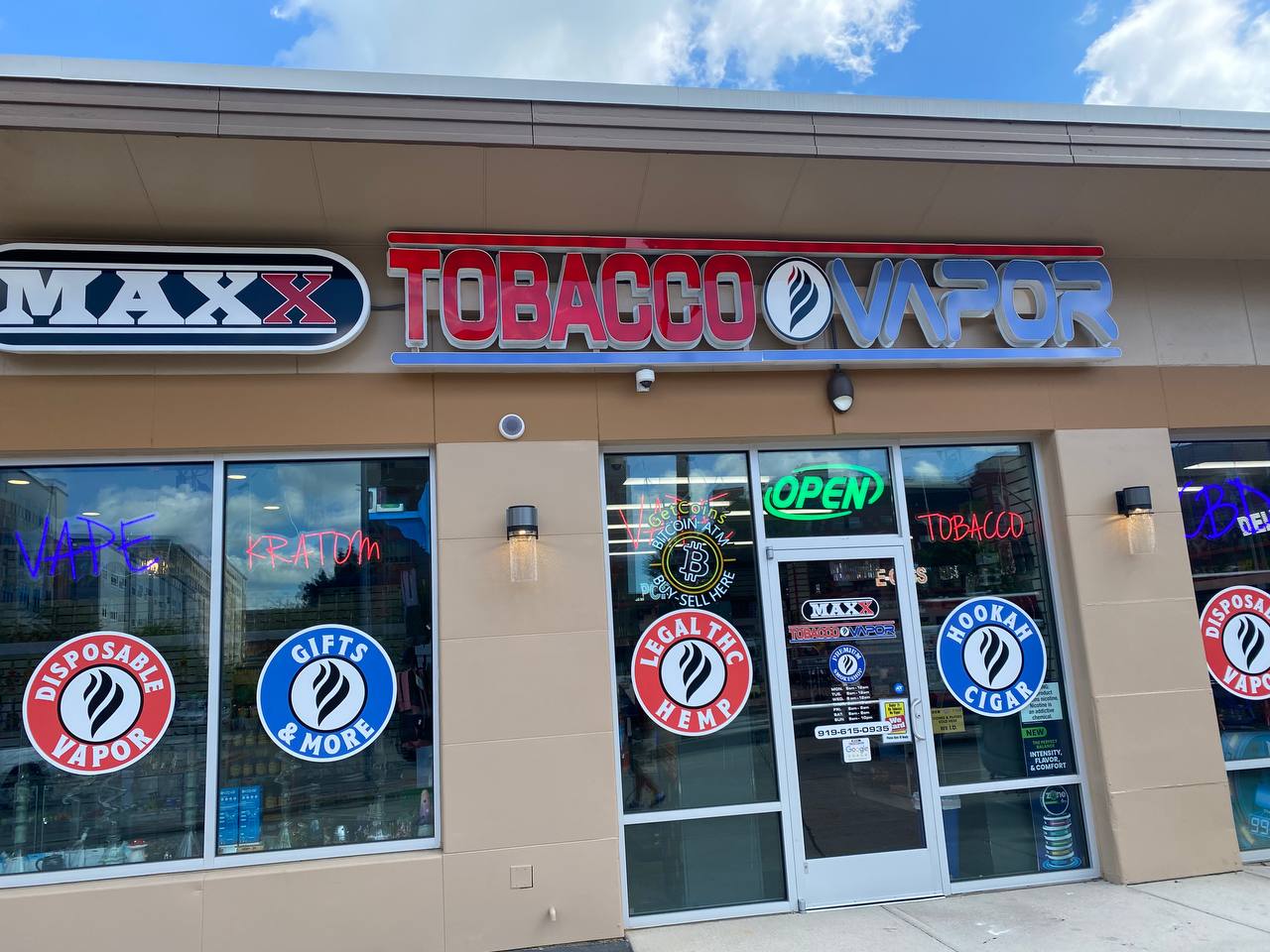 Getcoins - Bitcoin ATM - Inside of Maxx Tobacco Hillsborough in Raleigh, North Carolina