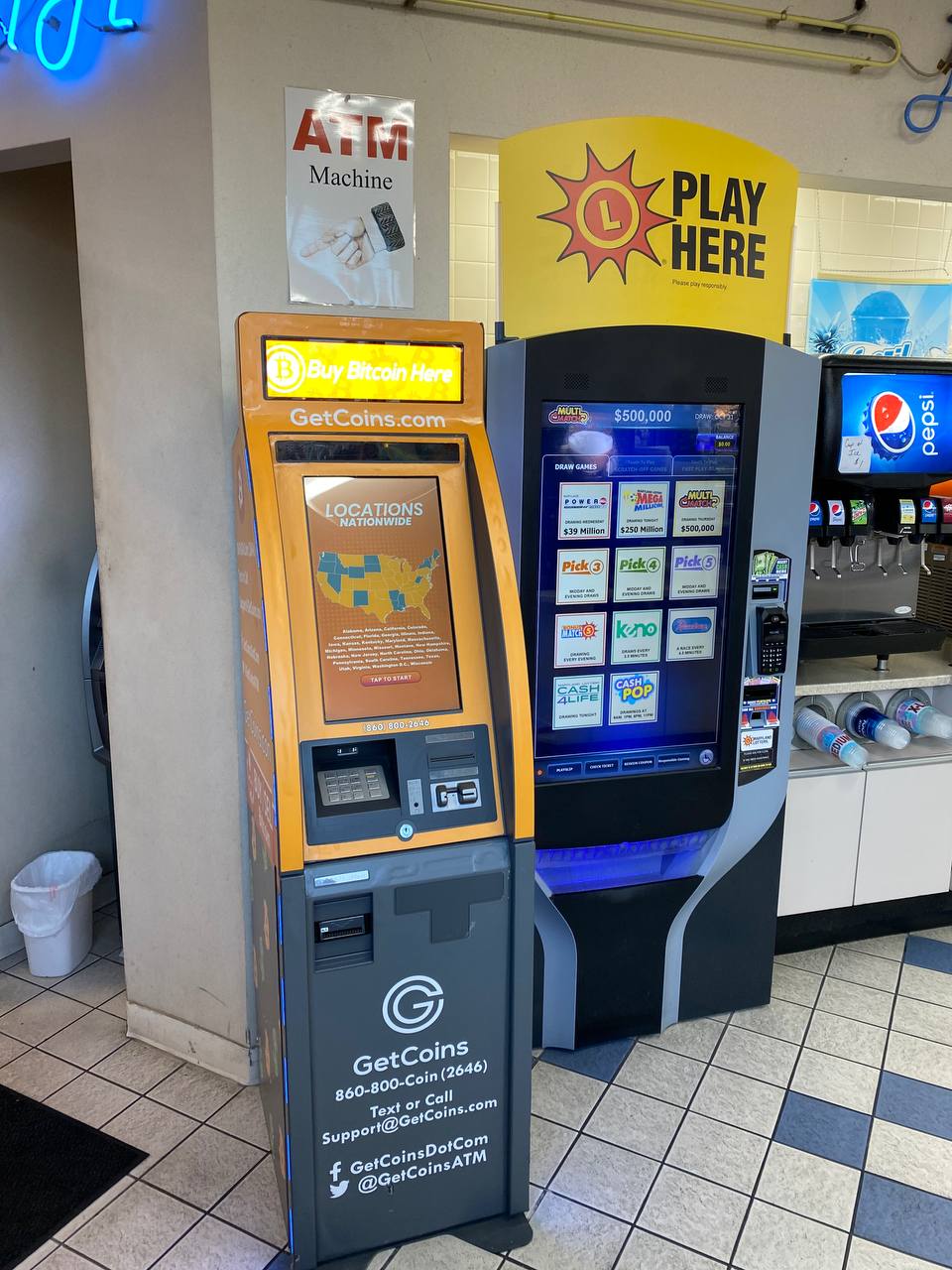 Getcoins - Bitcoin ATM - Inside of Exxon in Belcamp, Maryland