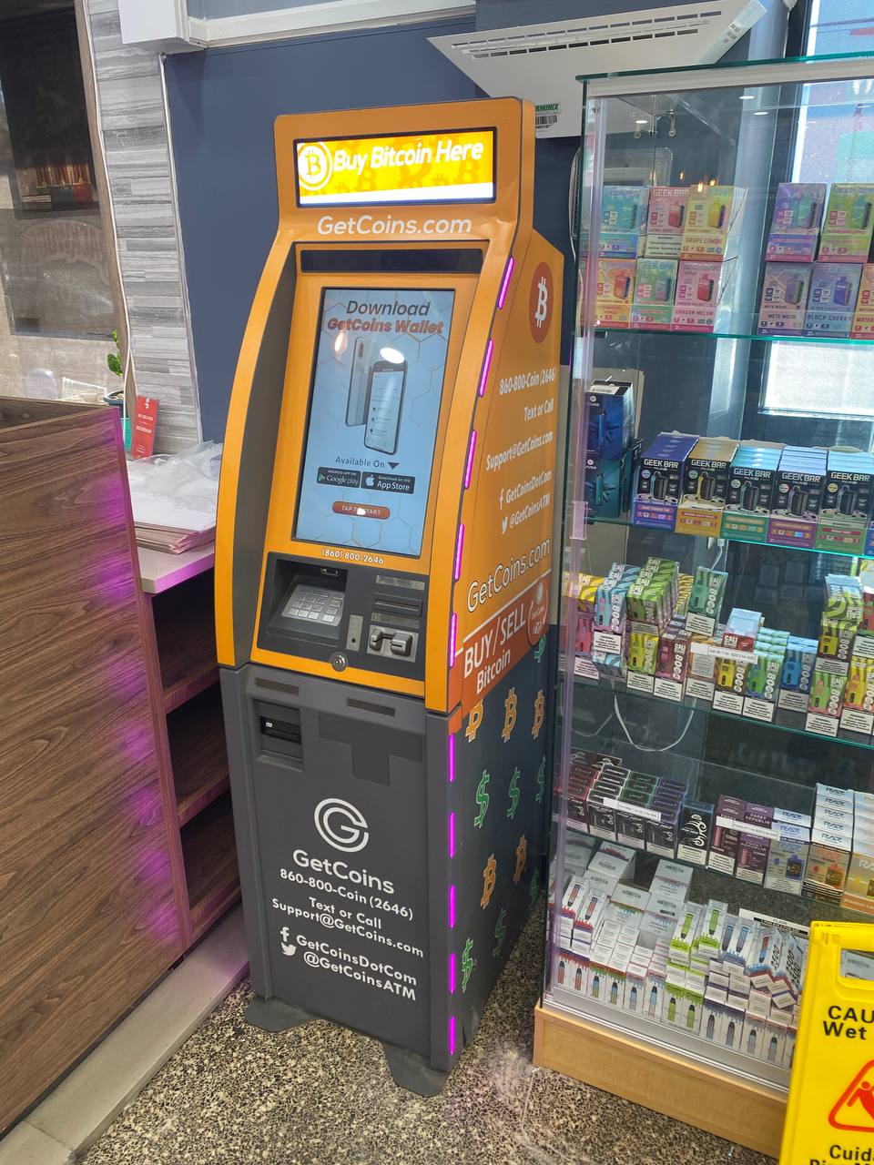 Getcoins - Bitcoin ATM - Inside of Delco Deli & Grill in Prospect Park, Pennsylvania