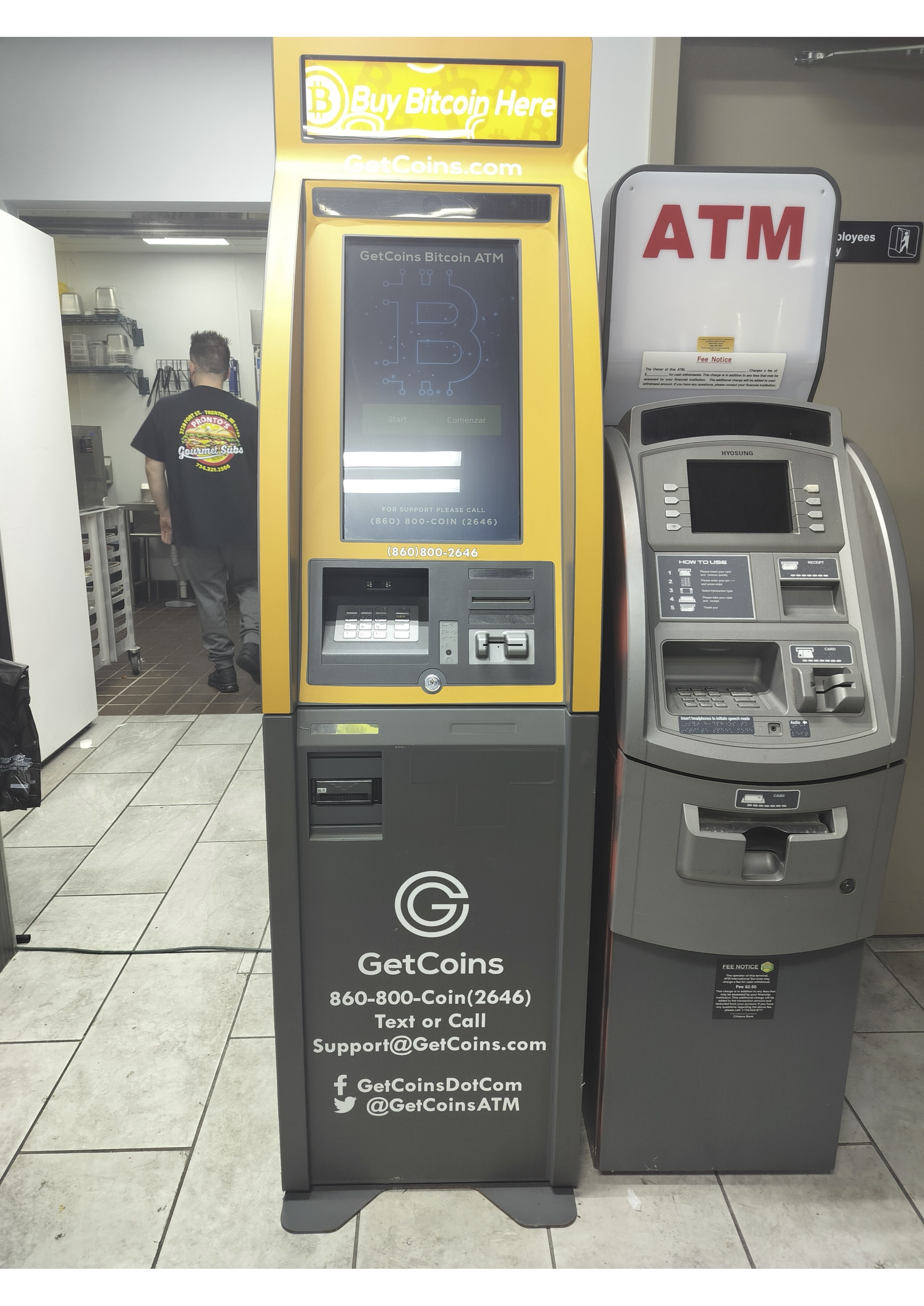 Getcoins - Bitcoin ATM - Inside of Krispy Krunchy Chicken in Trenton, Michigan