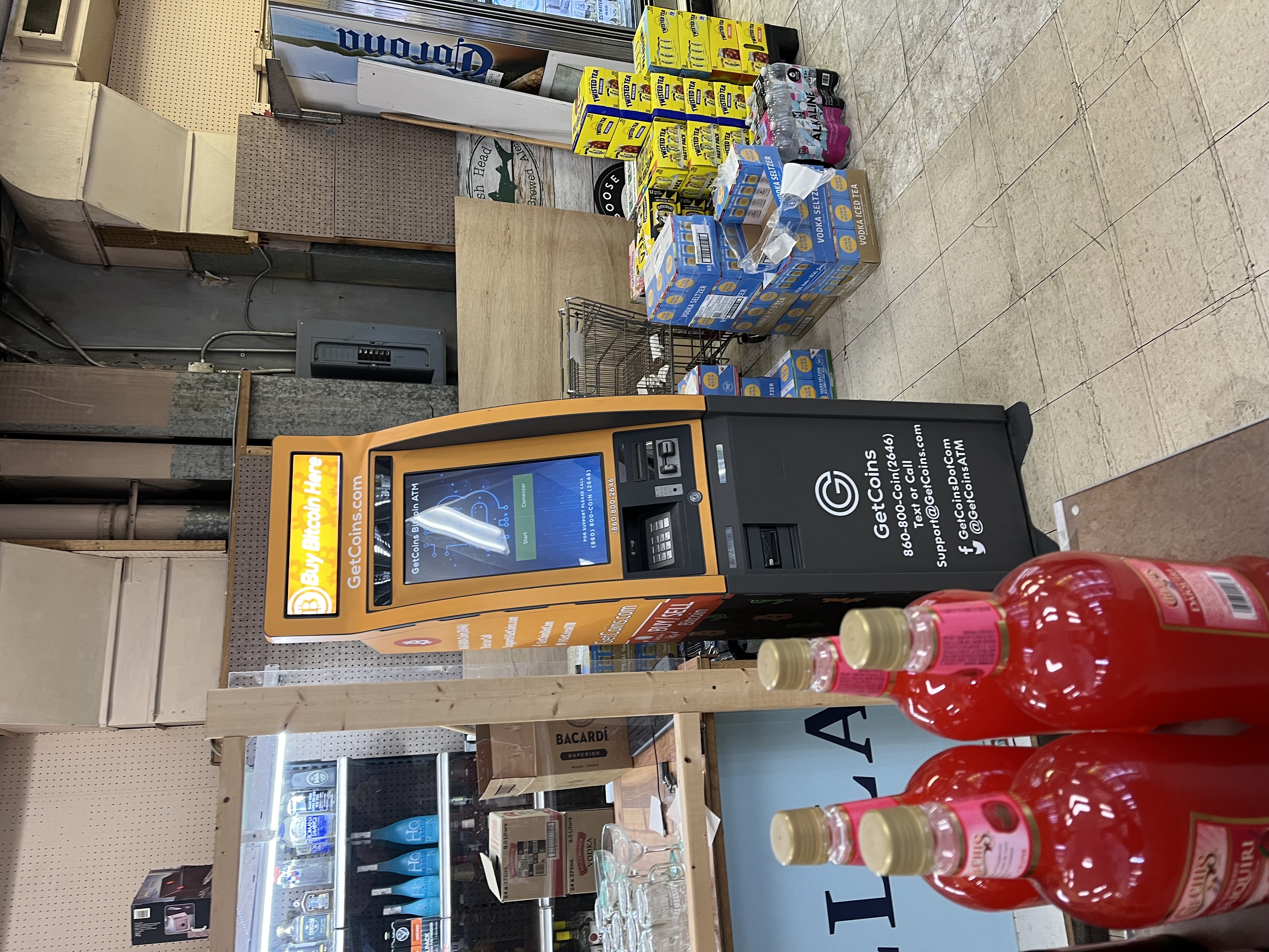 Getcoins - Bitcoin ATM - Inside of West Allis Liquor & Tobacco in West Allis, Wisconsin