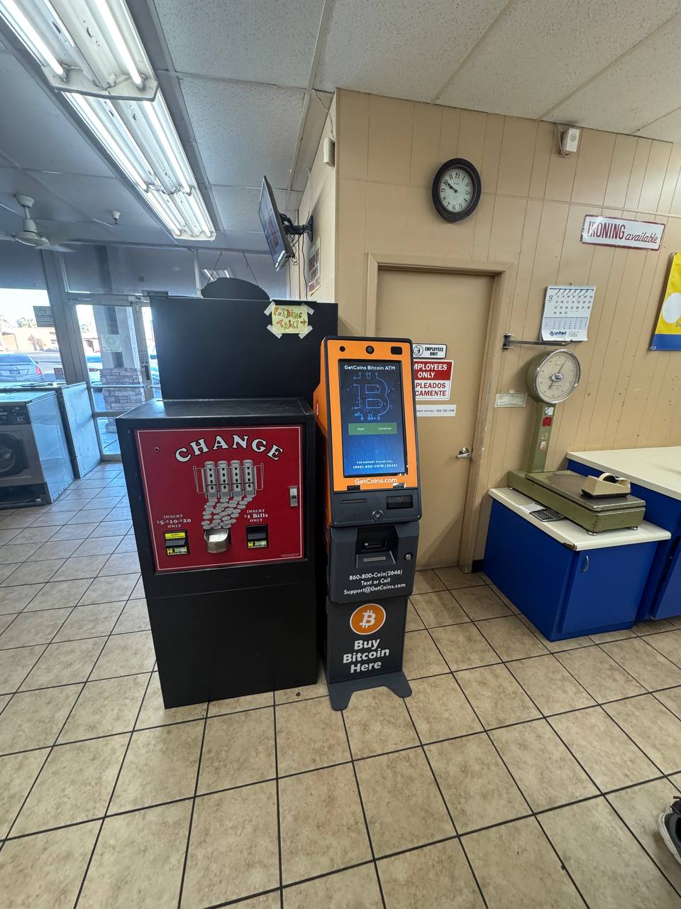 Getcoins - Bitcoin ATM - Inside of Highlander Laundromat in Yuma, Arizona