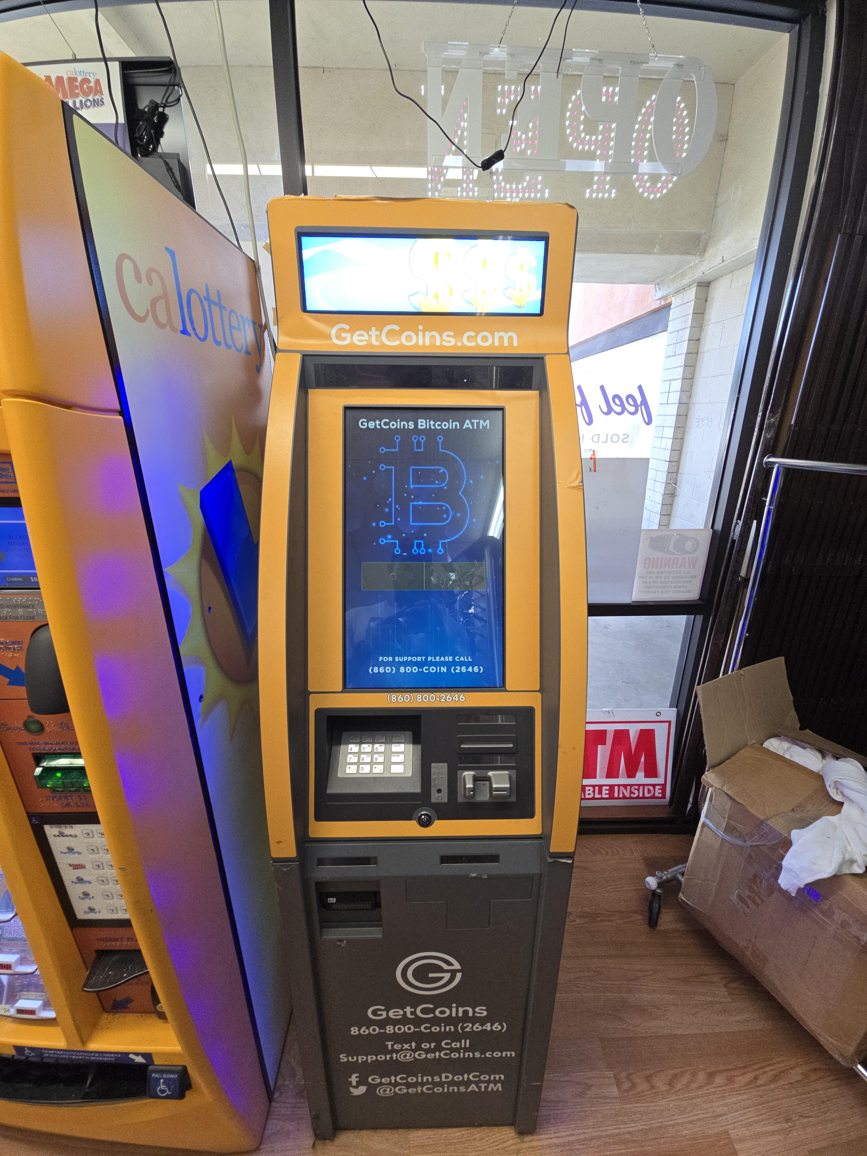 Getcoins - Bitcoin ATM - Inside of JK Smoke Shop in Buena Park, California