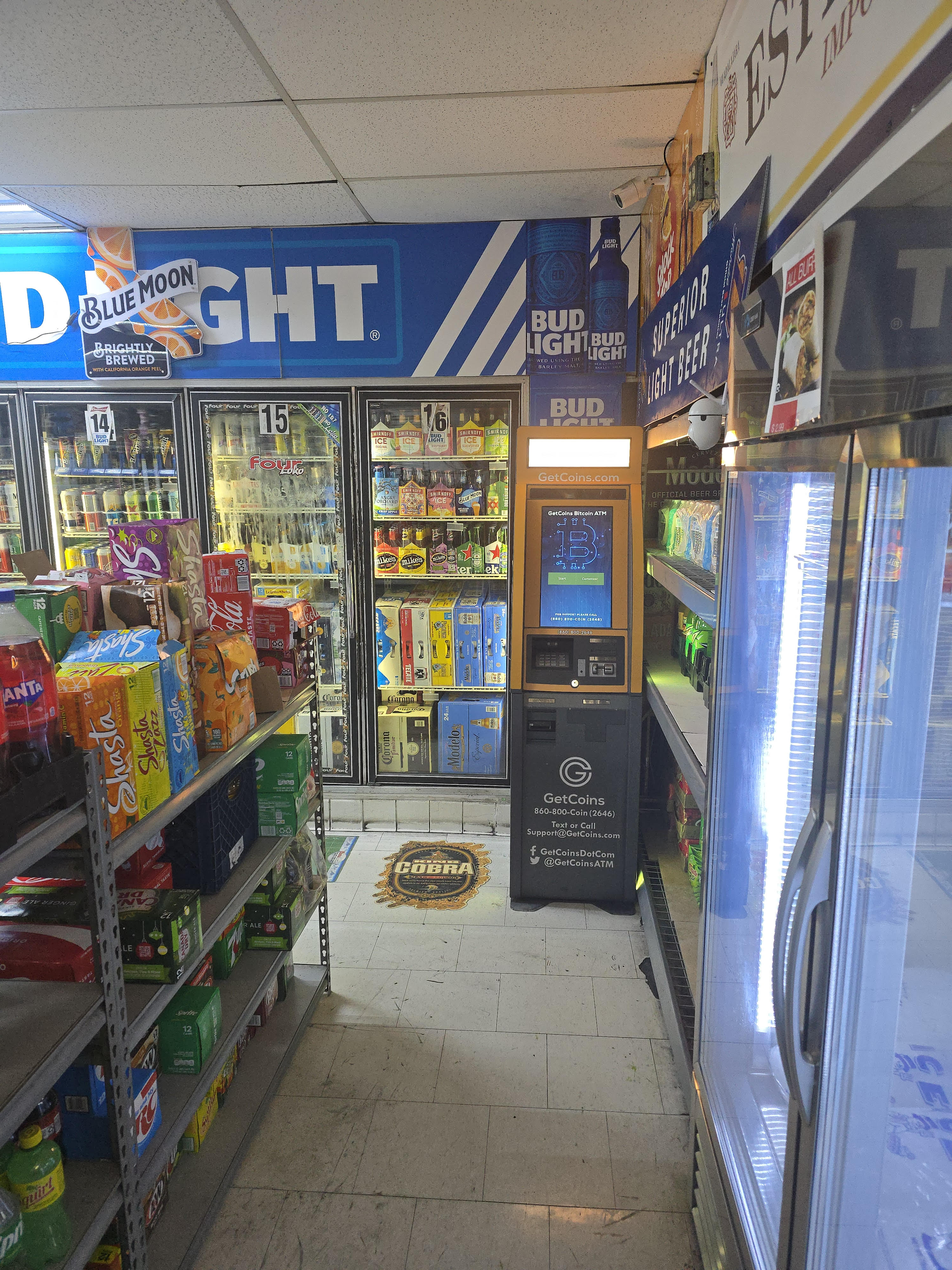 Getcoins - Bitcoin ATM - Inside of Airport Market in San Bernardino, California