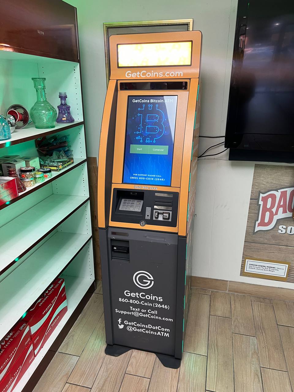 Getcoins - Bitcoin ATM - Inside of La Habra Smoke Shop in La Habra, California