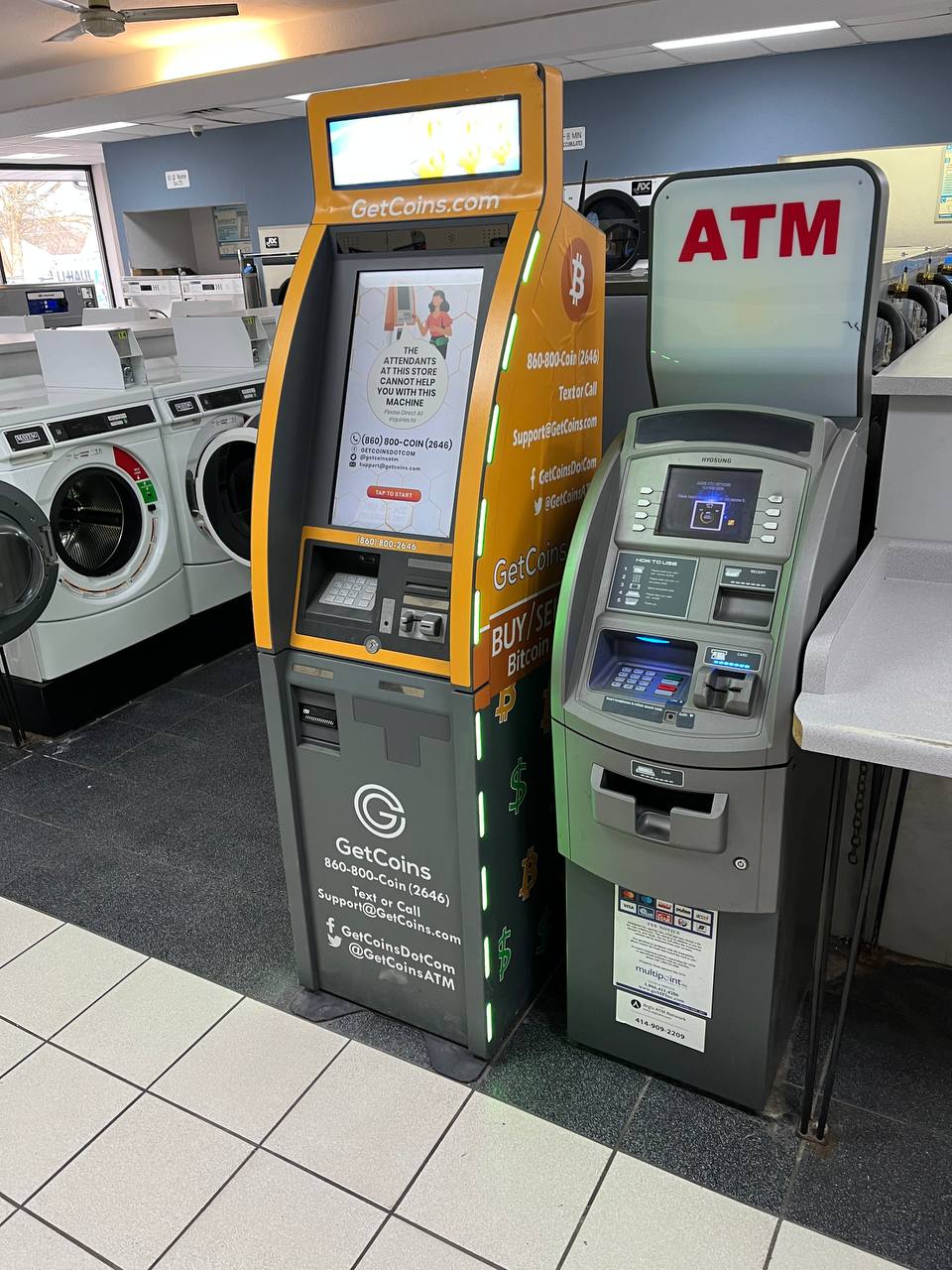 Getcoins - Bitcoin ATM - Inside of Coin Laundry (Summit Ave Laundry) in Waukesha, Wisconsin