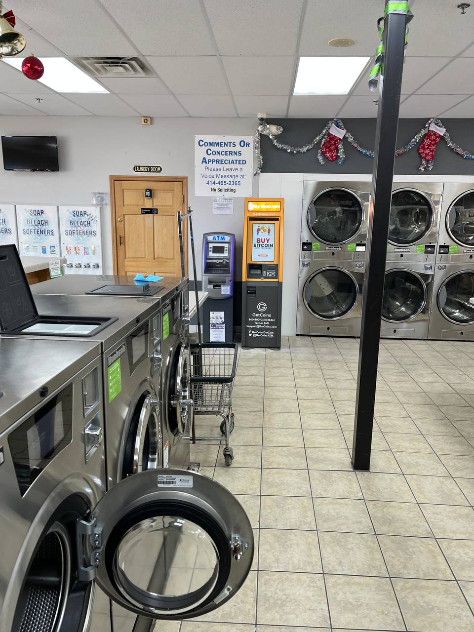 Getcoins - Bitcoin ATM - Inside of Sunset Laundry in Waukesha, Wisconsin