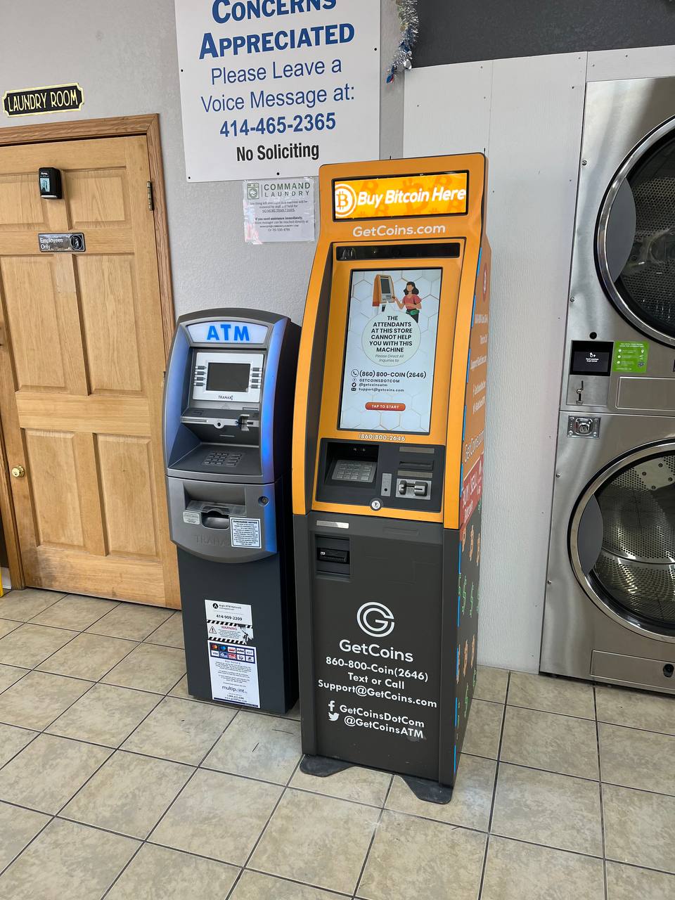 Getcoins - Bitcoin ATM - Inside of Sunset Laundry in Waukesha, Wisconsin