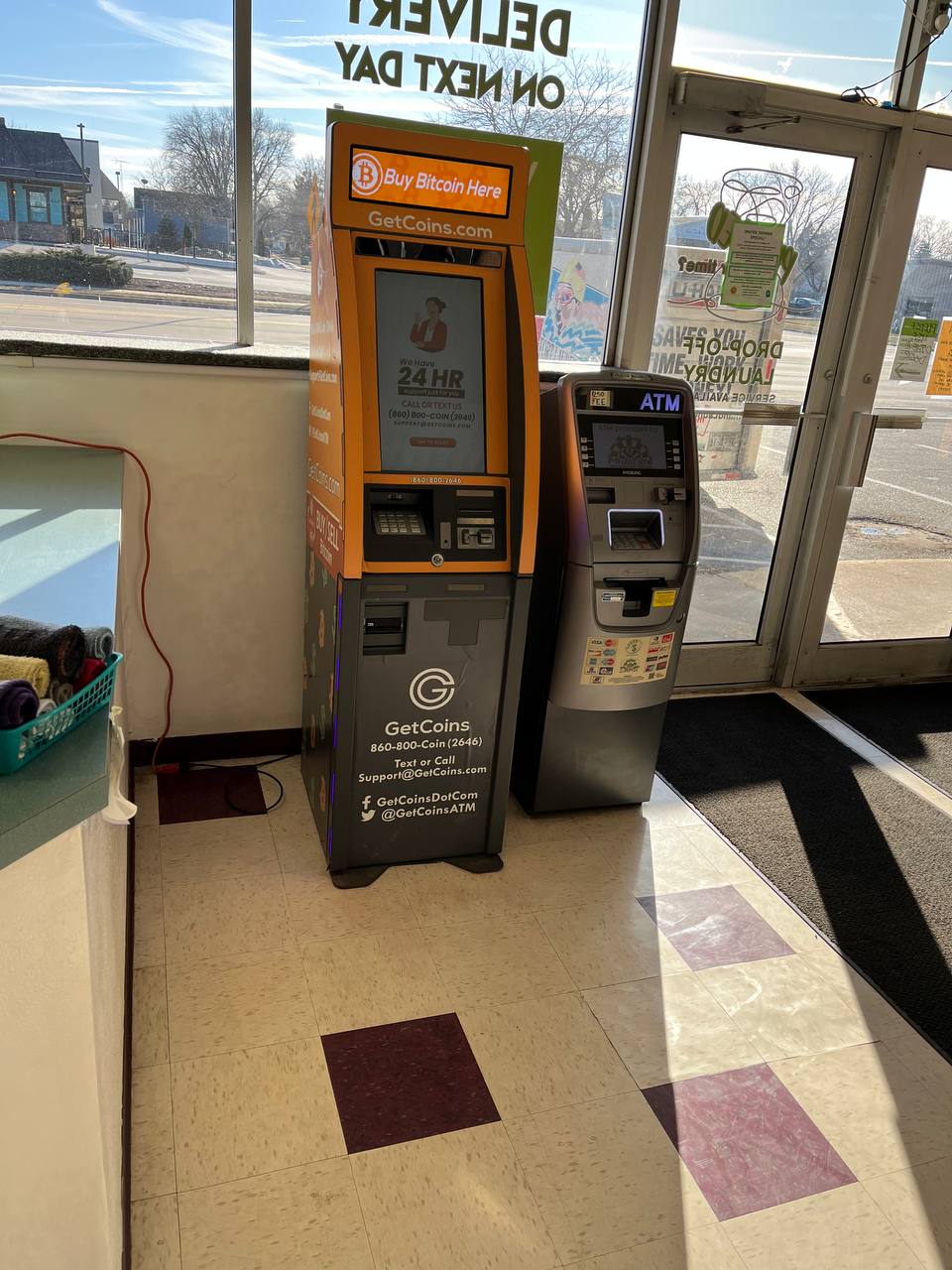 Getcoins - Bitcoin ATM - Inside of  Command Laundry in Fond du Lac, Wisconsin