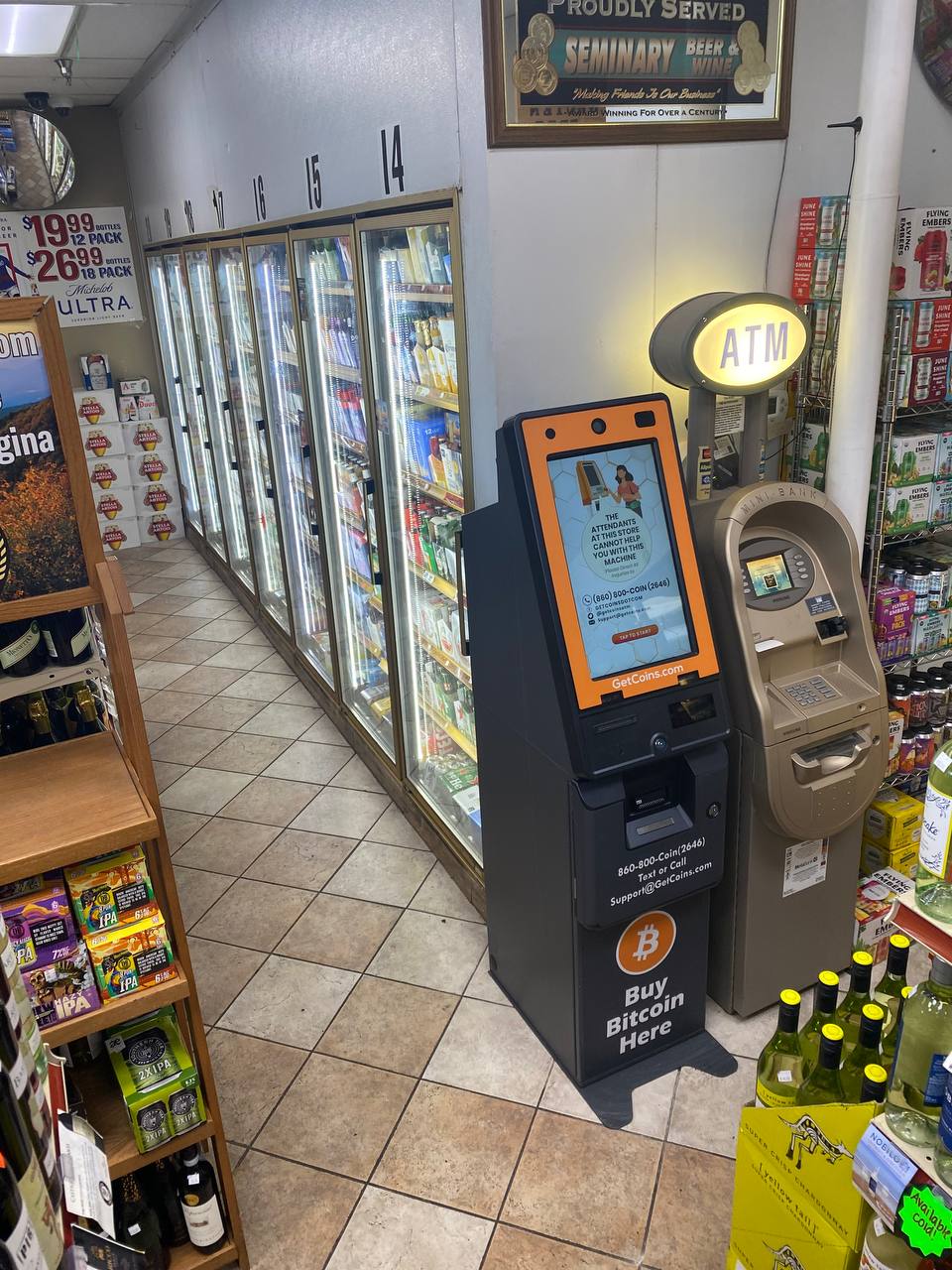 Getcoins - Bitcoin ATM - Inside of Seminary Beer Wine & Deli in Silver Spring, Maryland