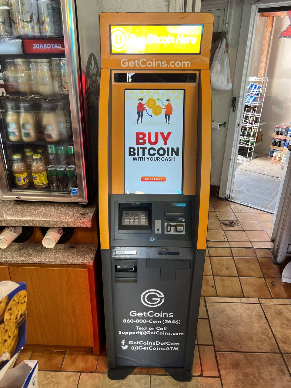 Getcoins - Bitcoin ATM - Inside of Convenient Market in Long Beach, California