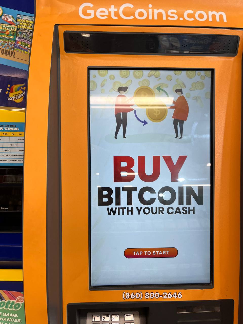 Getcoins - Bitcoin ATM - Inside of Exxon in Grayslake, Illinois