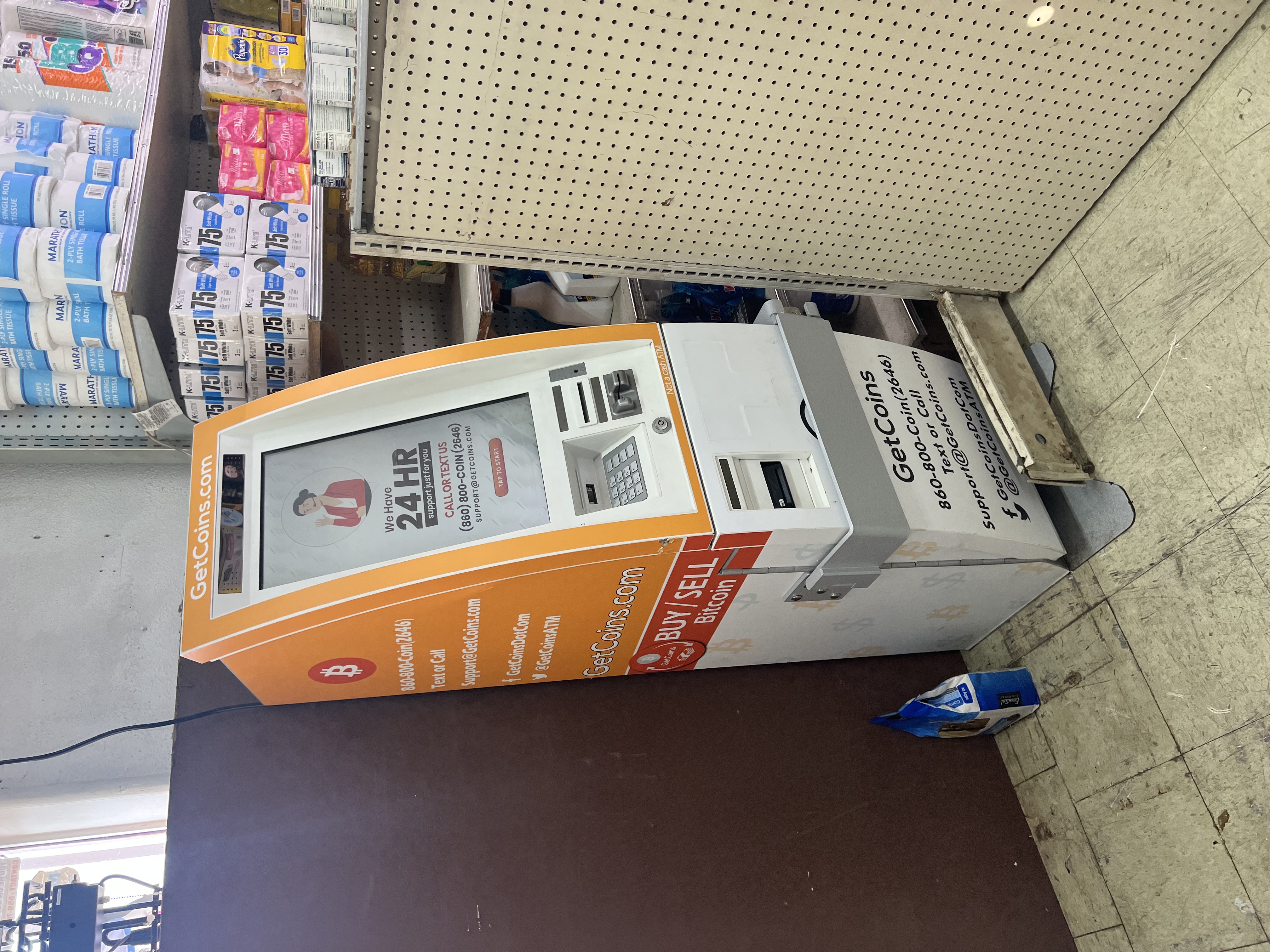 Getcoins - Bitcoin ATM - Inside of Palm's Liquor Store in Bakersfield, California
