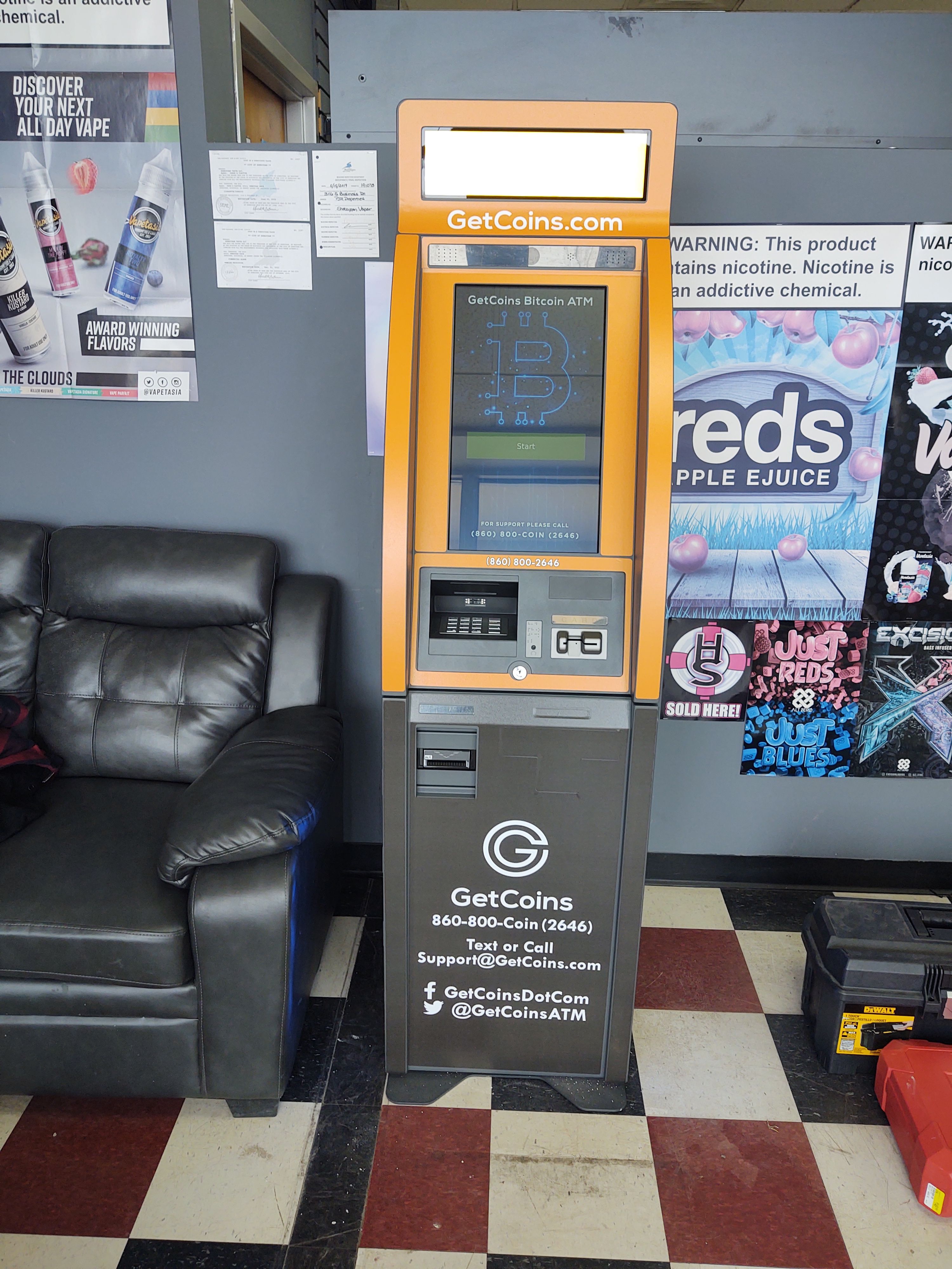 Getcoins - Bitcoin ATM - Inside of Sheboygan Vapor in Sheboygan, Wisconsin