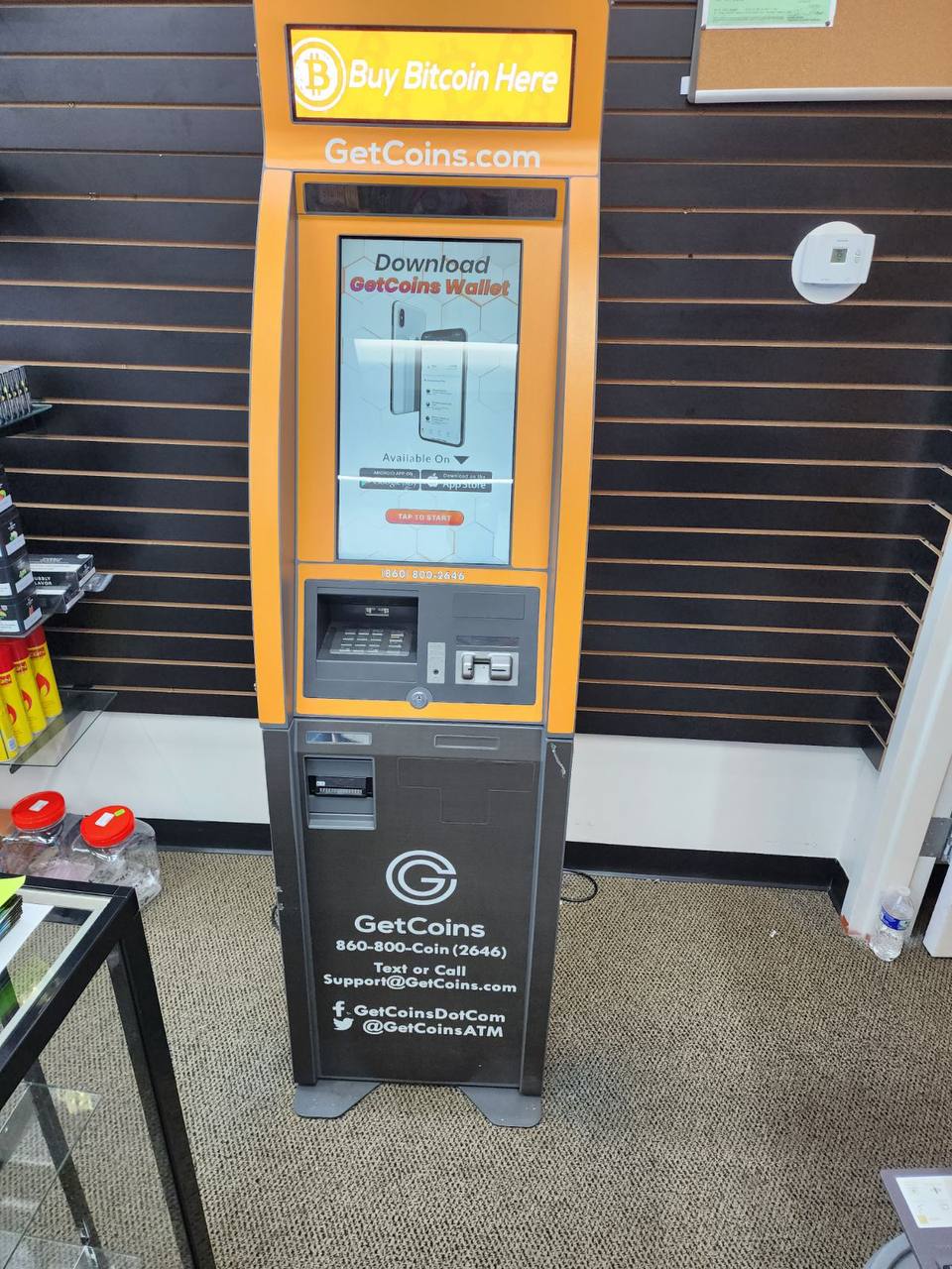 Getcoins - Bitcoin ATM - Inside of Smoke City 2 in Georgetown, Texas