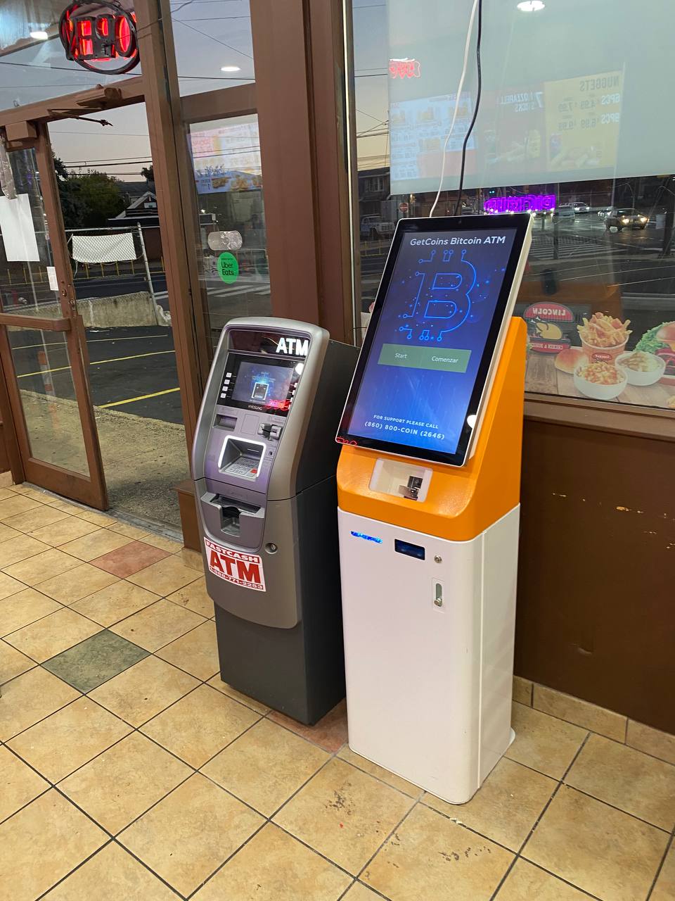 Getcoins - Bitcoin ATM - Inside of  Lincoln Chicken & Burger in Philadelphia, Pennsylvania